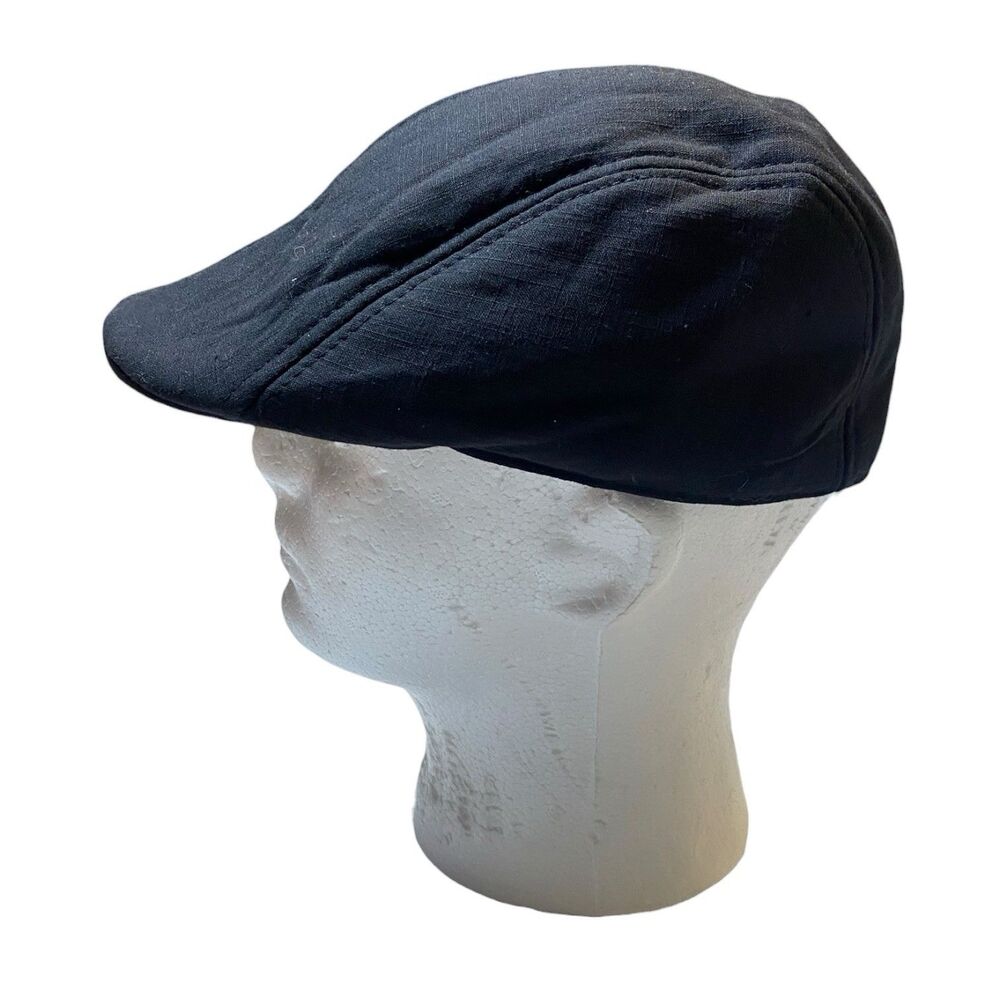 Vintage Kangol Black Hat Logo Newsboy Cabbie Flat Cap Kangaroo Logo Small-Medium - Picture 4 of 10